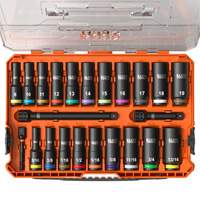 KNECT Drive Socket Set, 23 Pcs, Impact, 3/8" Drive Size, Deep Nia-Chem Ltd.