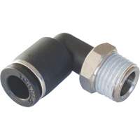 MAXFIT Push-to-Connect to Male NPT Elbow Adapter, 3/8" x 1/2" Dia., PBT Polymer Nia-Chem Ltd.