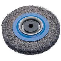 Crimped Wire Bench Wheel Brush, 6" Dia., 0.0118" Fill, 1/2" - 1-1/4" Arbor Nia-Chem Ltd.