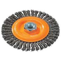 Brosse &agrave; fils nou&eacute;s pour cordons de soudure, Dia. 4", Fils 0,02", Arbre 5/8"-11, Acier Nia-Chem Ltd.