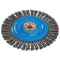 Brosse &agrave; fils nou&eacute;s pour cordons de soudure, Dia. 4", Fils 0,02", Arbre 5/8"-11, Aluminium/Acier inoxydable Nia-Chem Ltd.