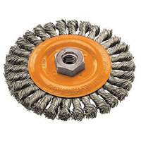 Wide Knotted Wire Wheel Brush, 4" Dia., 0.02" Fill, 5/8"-11 Arbor, Steel Nia-Chem Ltd.