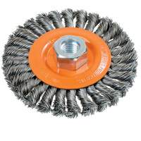 Wide Knotted Wire Wheel Brush, 4-1/2" Dia., 0.02" Fill, 5/8"-11 Arbor, Steel Nia-Chem Ltd.