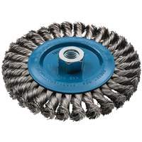 Wide Knotted Wire Wheel Brush, 6" Dia., 0.02" Fill, 5/8"-11 Arbor, Aluminum/Stainless Steel Nia-Chem Ltd.