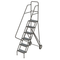 Steel Rolling Ladder, 6 Steps, 16" Step Width, 60" Platform Height, Steel Nia-Chem Ltd.