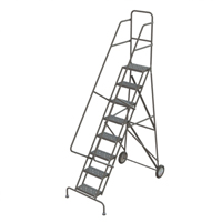 &eacute;chelles roulantes en acier, 8 marches, Largeur de la marche 16", Hauteur de la plateforme 80", Acier Nia-Chem Ltd.
