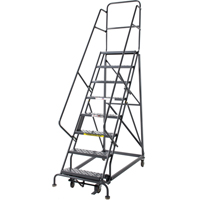 &eacute;chelles roulantes robustes, 8 marches, Largeur de la marche 24", Hauteur de la plateforme 80", Acier Nia-Chem Ltd.