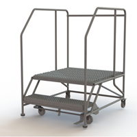 Mobile Work Platform, Steel, 2 Steps, 20" H, 36" D, 36" Step, Serrated VC596 | Nia-Chem Ltd.