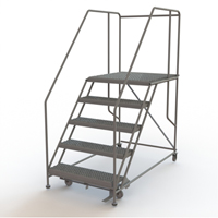 Mobile Work Platform, Steel, 5 Steps, 50" H, 36" D, 36" Step, Serrated VC599 | Nia-Chem Ltd.