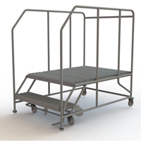 Mobile Work Platform, Steel, 2 Steps, 20" H, 48" D, 36" Step, Serrated VC600 | Nia-Chem Ltd.
