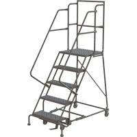 Escabeaux roulants &agrave; dessus profond, 5 marches, Largeur de la marche 16", Hauteur de la plateforme 50", Acier Nia-Chem Ltd.