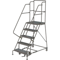 Deep Top Step Rolling Ladder, 5 Steps, 16" Step Width, 50" Platform Height, Steel VC766 | Nia-Chem Ltd.