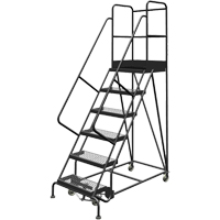 Deep Top Step Rolling Ladder, 6 Steps, 24" Step Width, 60" Platform Height, Steel VC769 | Nia-Chem Ltd.