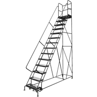 Deep Top Step Rolling Ladder, 14 Steps, 24" Step Width, 140" Platform Height, Steel VC778 | Nia-Chem Ltd.