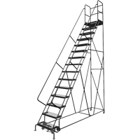 Deep Top Step Rolling Ladder, 15 Steps, 24" Step Width, 150" Platform Height, Steel VC779 | Nia-Chem Ltd.
