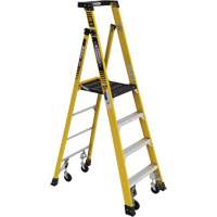 Heavy-Duty Rolling Podium Ladder, 3 Steps, 27-3/5" Step Width, 48" Platform Height, Fibreglass VD476 | Nia-Chem Ltd.