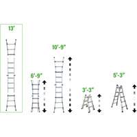 Telescoping Multi-Position Ladder, 2.916' - 9.75', Aluminum, 300 lbs., CSA Grade 1A VD689 | Nia-Chem Ltd.