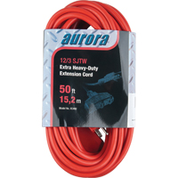 Vinyl Extension Cord, Outdoor, SJTW, 12/3 AWG, 15 A, 3 Outlet(s), 50' Nia-Chem Ltd.