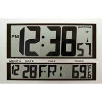 Jumbo Clock, Digital, Battery Operated, 16.5" W x 1.7" D x 11" H, Silver XD075 | Nia-Chem Ltd.