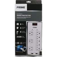 Limiteurs de surtension avec chargeur USB, 8 Prises, 2400 J, 1875 W, Cordon 6' Nia-Chem Ltd.