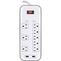 Limiteurs de surtension avec chargeur USB, 8 Prises, 2400 J, 1875 W, Cordon 6' Nia-Chem Ltd.