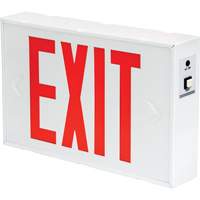 Exit Sign, LED, Battery Operated/Hardwired, 12-1/5" L x 7-1/2" W, English XI788 | Nia-Chem Ltd.