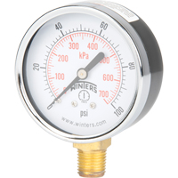 Pressure Gauge, 2-1/2" , 0 - 100 psi, Bottom Mount, Analogue YB882 | Nia-Chem Ltd.